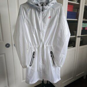 Nike White Hooded Windbreaker Shell Jacket SecurecZippered Pocketv Small